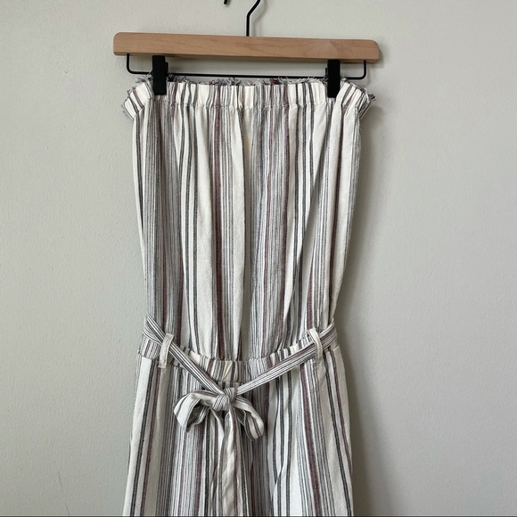 Cloth & Stone Anthropologie Striped Raw Edge Hem Jumpsuit Pantsuit Belter Romper - Picture 2 of 8